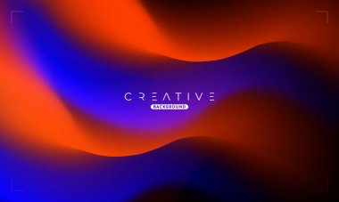 Soyut sıvı gradyan arkaplan. Turuncu ve Mavi Akışkan Renk Gradyanı. Reklamlar, Banner, Poster, Kapak, Web, Broşür, Duvar Kağıdı ve Broşür için Tasarım Şablonu. Vektör.