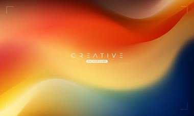 Soyut sıvı gradyan arkaplan. Mavi ve Turuncu Sıvı Renk Gradyanı. Reklamlar, Banner, Poster, Kapak, Web, Broşür, Duvar Kağıdı ve Broşür için Tasarım Şablonu. Vektör.