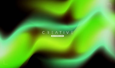 Soyut sıvı gradyan arkaplan. Yeşil ve Siyah Akışkan Renk Gradyanı. Reklamlar, Banner, Poster, Kapak, Web, Broşür, Duvar Kağıdı ve Broşür için Tasarım Şablonu. Vektör.