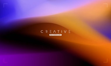 Soyut sıvı gradyan arkaplan. Turuncu ve Mavi Akışkan Renk Gradyanı. Reklamlar, Banner, Poster, Kapak, Web, Broşür, Duvar Kağıdı ve Broşür için Tasarım Şablonu. Vektör.