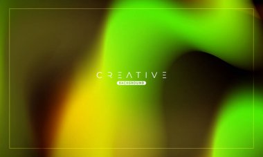 Soyut sıvı gradyan arkaplan. Sıvı renk karışımı. Yeşil ve Turuncu renk karışımı. Reklamlarınız için Modern Tasarım Şablonu, Banner, Poster, Kapak, Web, Broşür ve Broşür. Vektör Eps 10