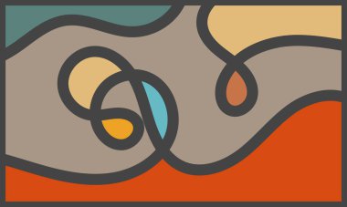 Renkli 70 'lerin Soyut Akışkan ve Geometrik Arkaplanı Memphis Stili Satış Bayrağı Pazarlamanız İçin. Vektör Eps 10