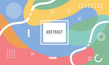 Satılık Bayrak Pazarlama, Poster, Kapak, Sayfa ve Daha Fazla İçin Renkli Soyut Memphis Akışkan ve Geometrik Arkaplan. Vektör Eps 10