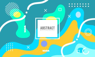 Satılık Bayrak Pazarlama, Poster, Kapak, Sayfa ve Daha Fazla İçin Renkli Soyut Memphis Akışkan ve Geometrik Arkaplan. Vektör Eps 10