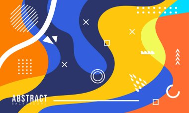 Satılık Bayrak Pazarlama, Poster, Kapak, Sayfa ve Daha Fazla İçin Renkli Soyut Memphis Akışkan ve Geometrik Arkaplan. Vektör Eps 10