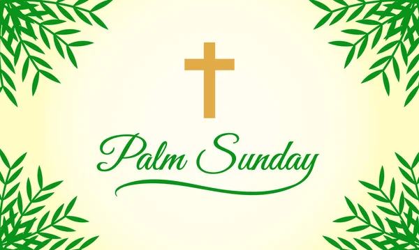 Palmiye ağacı yapraklı Hristiyan bayramı afişi. Vektör İllüstrasyonu.