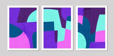 Soyut şekilli soyut çağdaş yüzyılın ortası posterleri. Duvar kağıdı, arkaplan, duvar dekorasyonu, kapak, baskı, kart için tasarım. Modern boho peyzaj minimalist sanat. Vektör illüstrasyonu.