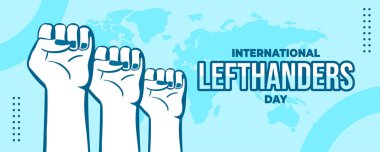 13 Ağustos 'ta Uluslararası Lefthanders Günü. Yatay Sancak Şablon Tasarımı. Vektör İllüstrasyonu