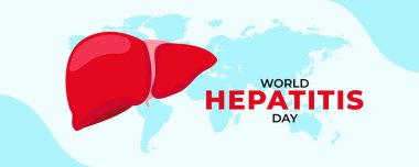 Dünya Hepatit Günü, 28 Temmuz Banner Arkaplan. Yatay Sancak Şablon Tasarımı. Vektör İllüstrasyonu
