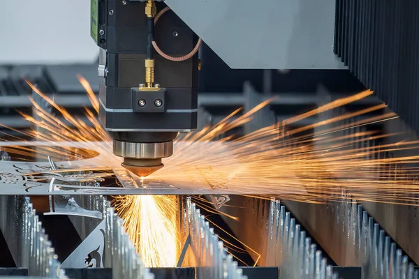 Close Scene Fiber Laser Cutting Machine Cutting Machine Cut Metal —  Fotos de Stock