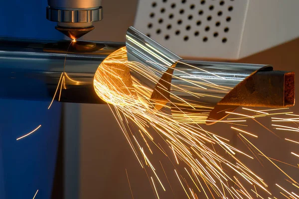 Close Scene Fiber Laser Cutting Machine Cutting Machine Cut Stainless — Stock Photo, Image