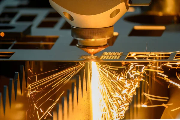 Close Scene Fiber Laser Cutting Machine Cutting Machine Cut Metal — Stockfoto