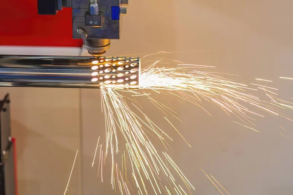 Fiber Laser Cutting Machine Cutting Machine Cut Stainless Steel Tube —  Fotos de Stock