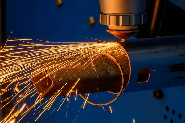 Fiber Laser Cutting Machine Cutting Machine Cut Stainless Steel Tube — Zdjęcie stockowe