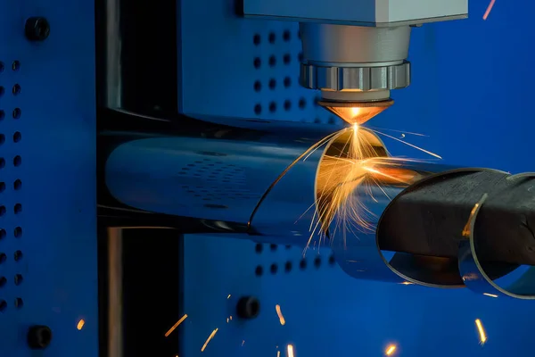 Close Scene Fiber Laser Cutting Machine Cutting Machine Cut Stainless — Stock Photo, Image