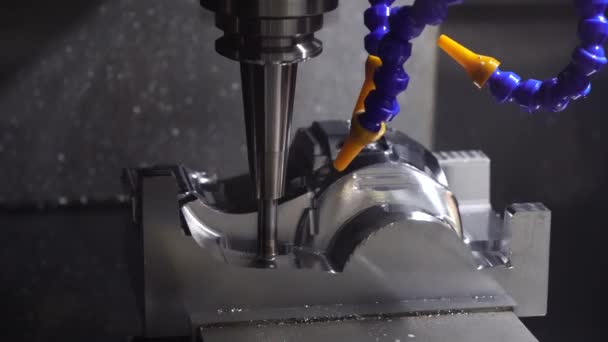 Cnc Milling Machine Cutting Mold Parts Solid Ball End Mill — Stock Video