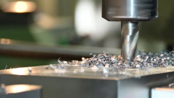 Pan Scene Milling Process Metal Plate Parts Milling Machine Shop — Stock Video