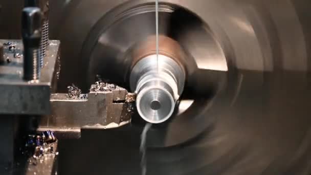 Lathe Machine Cutting Metal Shaft Parts Coolant Method Metalworking Process — Video Stock