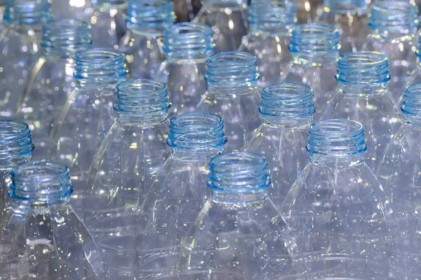 Technology Drinking Water Manufacturing Process Empty Drinking Water Bottles Conveyor — Stock Fotó