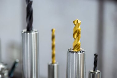 Close-up scene the special purpose  hole tools for CNC milling machine. The  cutting  tool for machining center.