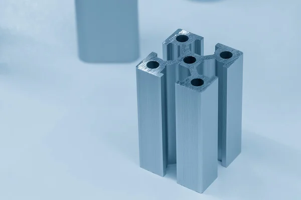 Minta Négyzet Alumínium Megerősített Keret Extrudálási Folyamat Alumínium Profilminta Részei — Stock Fotó