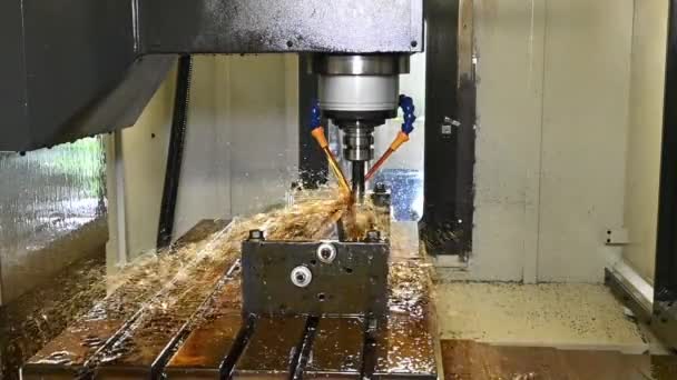 Slow Motion Scene Cnc Milling Machine Rough Cutting Mold Parts — Stock Video