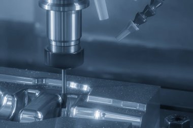 CNC değirmen makinesi, küf parçalarını sert top değirmeni aletleriyle kesiyor. Kalıplar, sert top değirmeni ile makine merkeziyle kesme işlemi yapıyor.