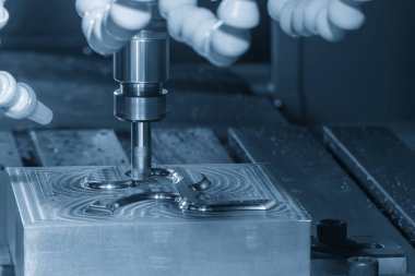 CNC değirmen makinesi, enjeksiyon küf parçalarını indekslenebilir araçlarla kesiyor. Kalıplar ve ölüm üretim süreci, son değirmen araçları ile makine merkezi tarafından.
