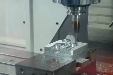 Makine merkezi sert düz burun değirmeni aracı ile kesilmiştir. CNC değirmen makinesinin küf ve ölüm üretim konseptleri. 