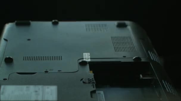 Hands Fixing Motherboard Laptop Notebook Close — Vídeo de Stock