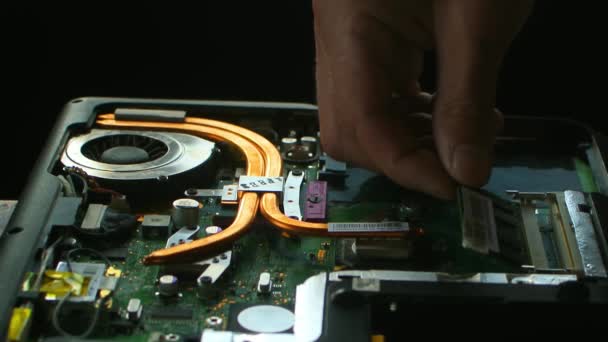 Hands Fixing Motherboard Laptop Notebook Service — Stok Video
