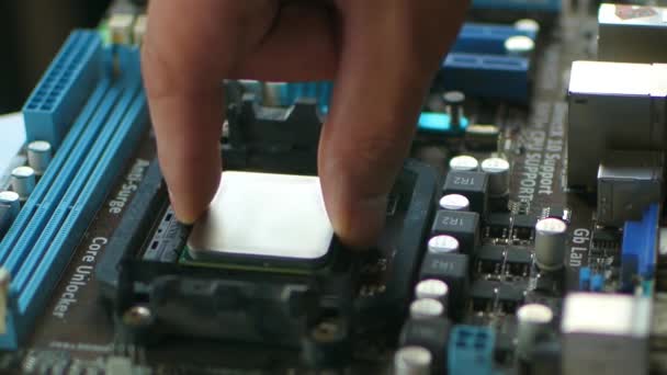 Hands Fixing Motherboard Laptop Notebook Close Service — Stock Video