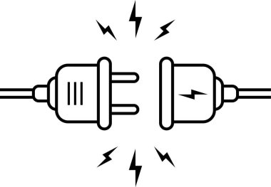Elektrik prizinin vektör simgesi konsept bağlantıları veya eklentiler olarak eklenir