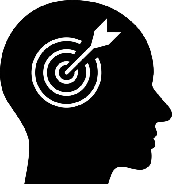 Flat Icon Dart Target Human Brain Concept Perception — Stock Vector