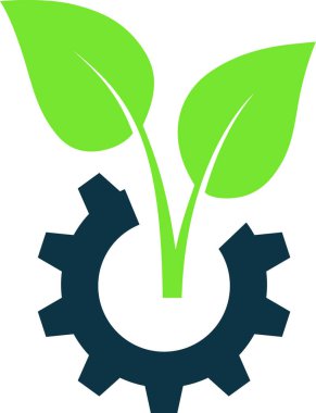 Eko endüstrisi konsepti olarak viteste filizlenen bir fabrikanın ikonu