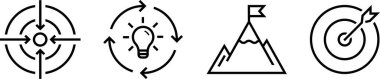Kişisel odaklanma ve hedef alıştırması için doğrusal iş stratejisi simgeleri
