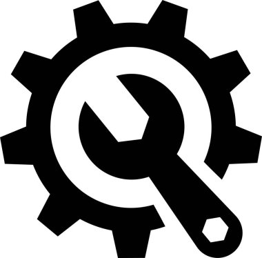 Servis araçları konsepti olarak bir anahtar ve dişli vektör düz simgesi