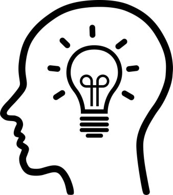 Beyin fikri ve hayal gücü olarak akıllı insan kafası çizgisi simgesi