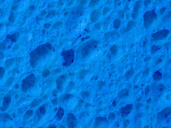 Rough Texture Blue Dishwashing Sponge Close — Stock Photo, Image