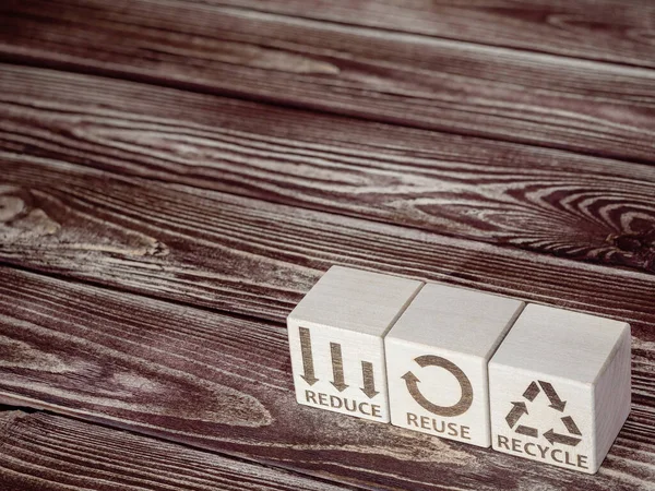 Symbolen Voor Vermindering Hergebruik Recycling Als Strategie Voor Milieubehoud — Stockfoto
