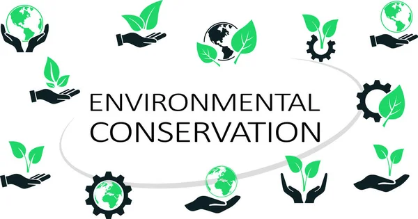 Conjunto Iconos Conservación Ambiental Como Estrategia Conceptual Esg — Vector de stock