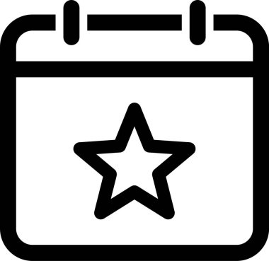 Olayları hatırlatmak için yırtık takvimdeki yıldızın doğrusal simgesi