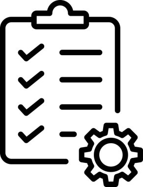 Teknik destek kavramı olarak dişli simgesi olan not panosunun satır simgesi