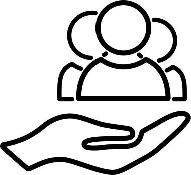 Bir çalışan koruması olarak avuç içlerindeki insanların doğrusal simgesi