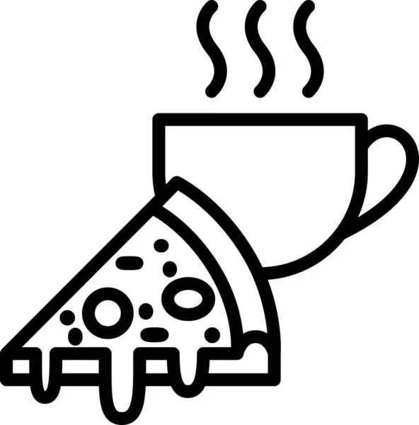 Κύπελλο Καφέ Και Πίτσα Εικονίδιο Γραμμή Ένδειξη Γεύμα — Διανυσματικό Αρχείο