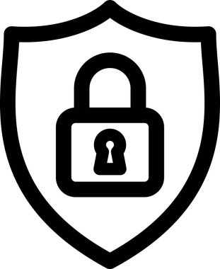 Koruma işareti olarak kalkanın üzerindeki asma kilidin doğrusal simgesi