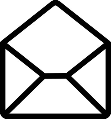 Açılmış boş zarfın doğrusal simgesi