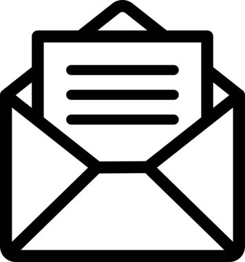 Açık zarfın doğrusal simgesi ve bir harf sembolü.