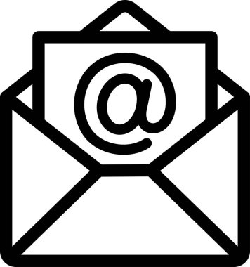 Adres işareti ile açılan zarfın doğrusal simgesi