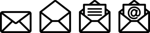 異なるメールエンベロープラインアイコンのセット — ストックベクタ